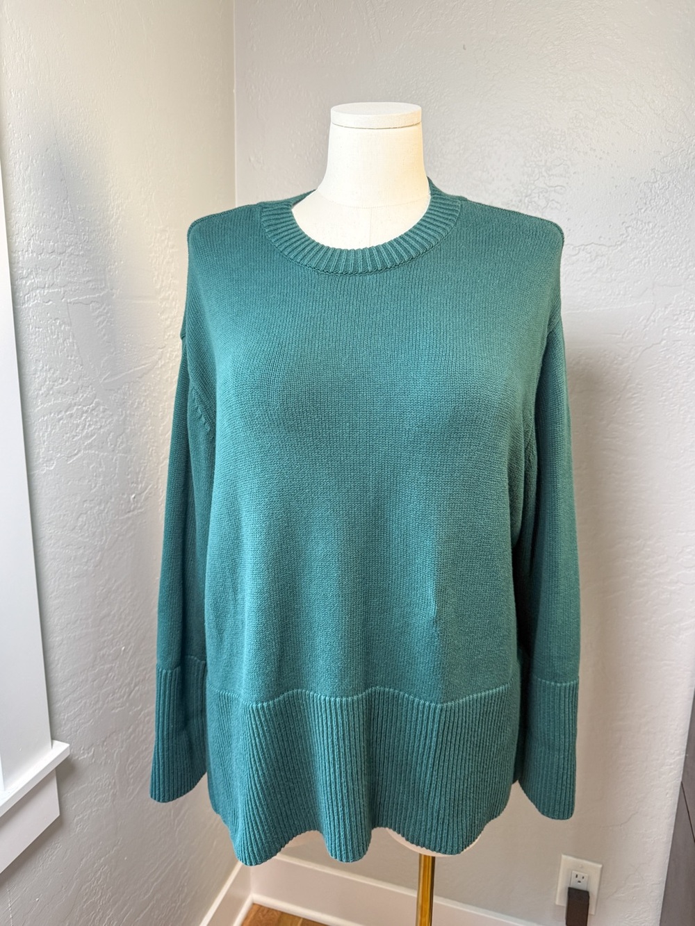 GAP 100% Cotton Oversized Crewneck Sweater Hunter Green Size XL